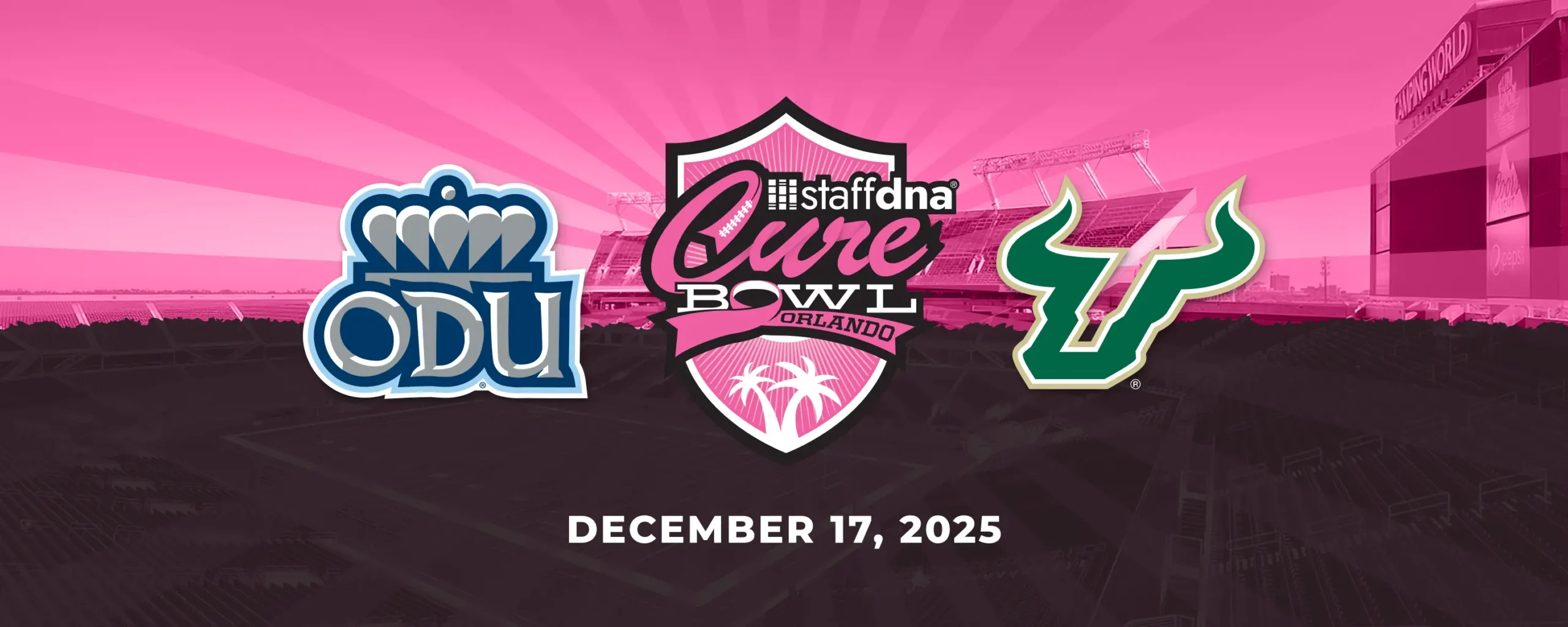 Take SunRail to watch Old Dominion vs University of South Florida in the 2025 Cure Bowl, December 17, 2025.